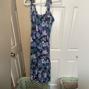 J.Crew Original Beachwear Navy and Purple Floral Dress